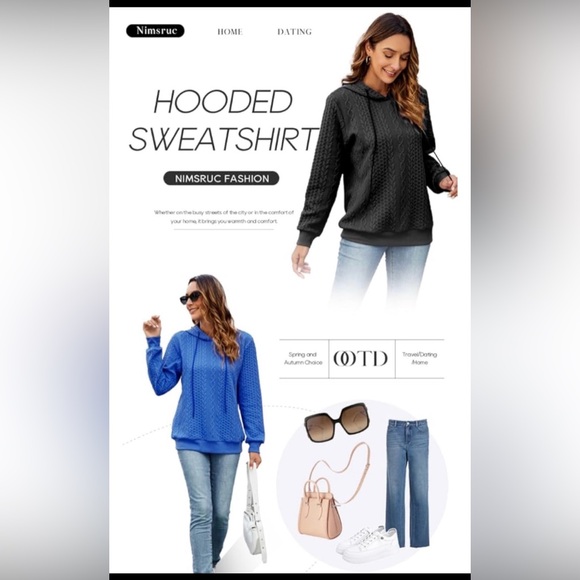 Women’s long sleeve pullover Hoodie Blue Brand New - Picture 2 of 7